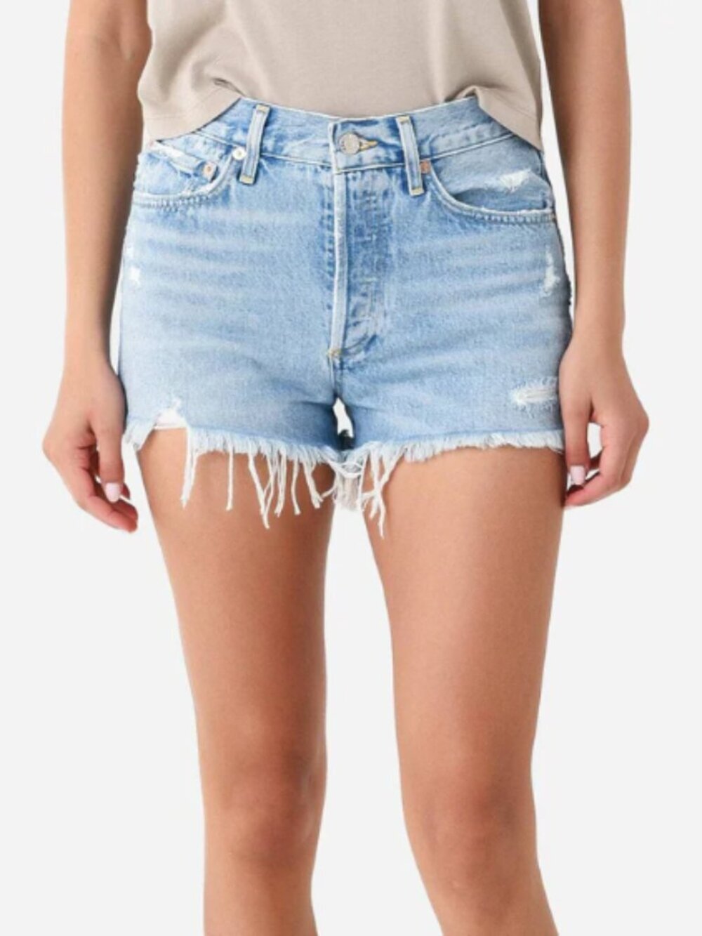 AGOLDE Parker Vintage Cut Off Shorts Light Wash Women's 26 High Rise Distressed